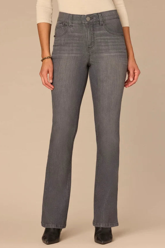 "Ab"solution® High Rise Embroidered Itty Bitty Boot Jean in Grey