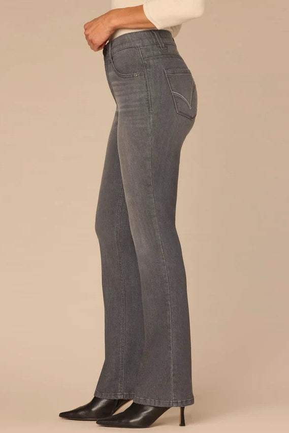 "Ab"solution® High Rise Embroidered Itty Bitty Boot Jean in Grey