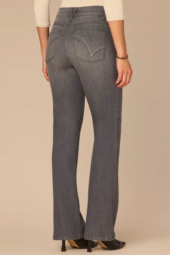 "Ab"solution® High Rise Embroidered Itty Bitty Boot Jean in Grey