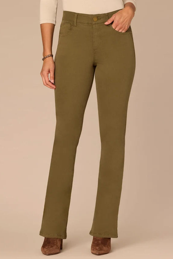 "Ab"solution® High Rise Itty Bitty Boot Woven Pant in Forest Moss