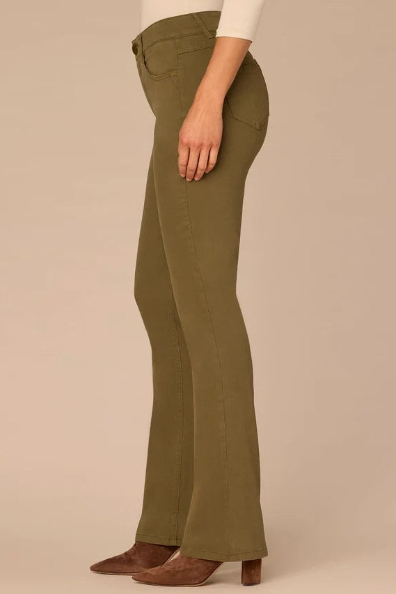 "Ab"solution® High Rise Itty Bitty Boot Woven Pant in Forest Moss