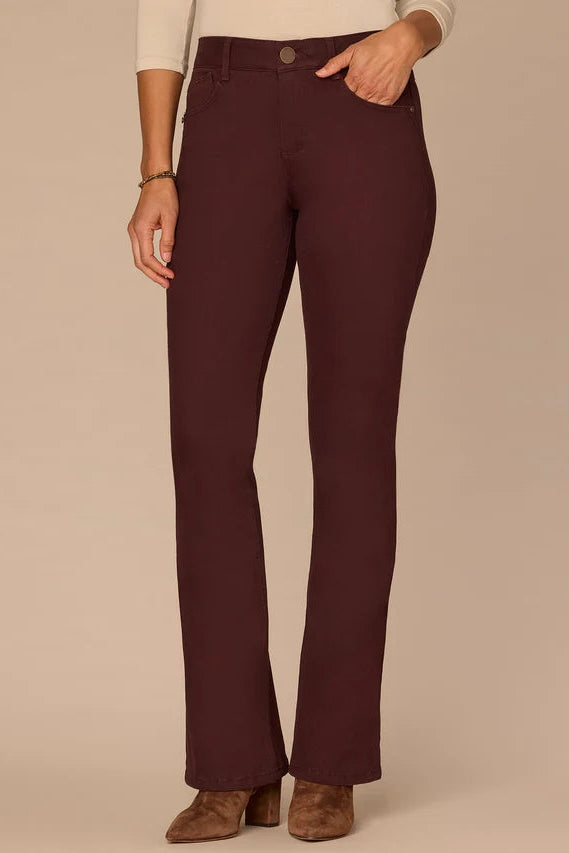 "Ab"solution® High Rise Itty Bitty Boot Woven Pant in Oxblood