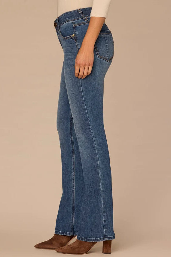 "Ab"solution® High Rise Itty Bitty Boot Jeans in Blue Artisanal