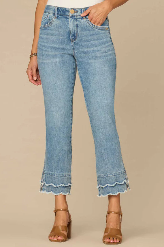 Double Layer Scallop Hem Cropped Jean