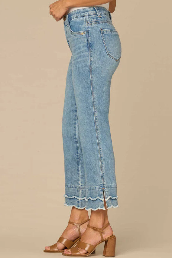 Double Layer Scallop Hem Cropped Jean
