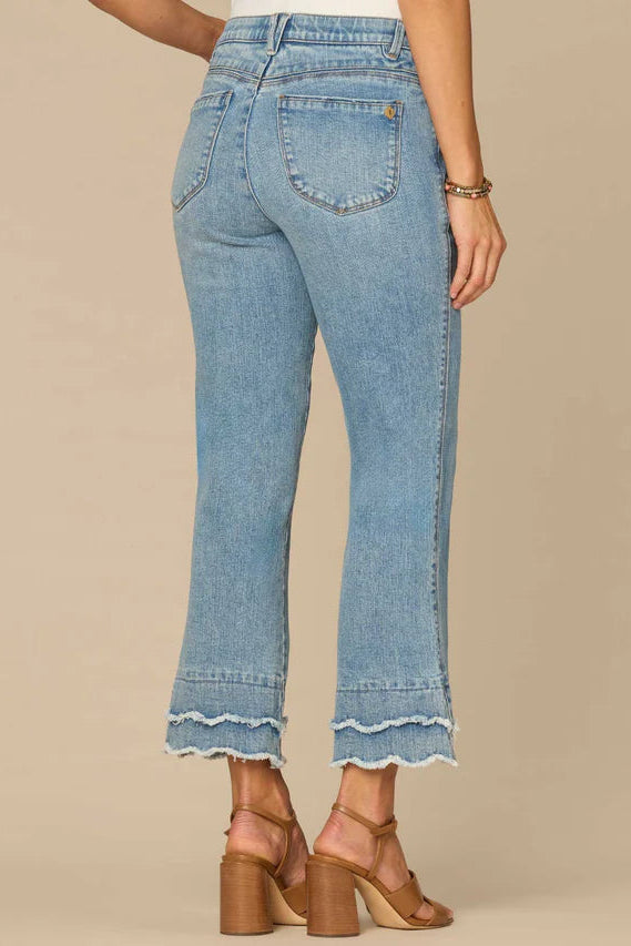 Double Layer Scallop Hem Cropped Jean