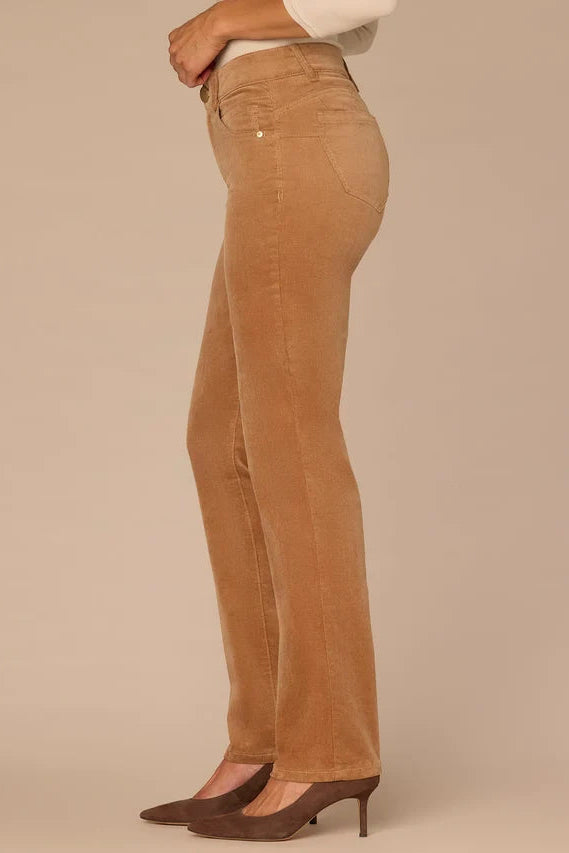 "Ab"solution® Mid-Rise Corduroy Straight Leg Pants in Candied Walnut