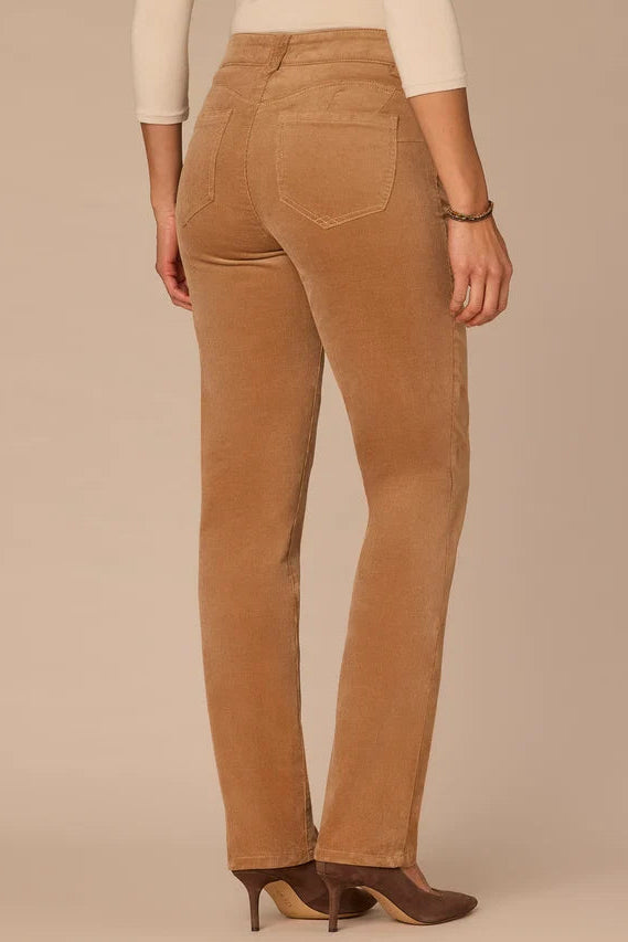 "Ab"solution® Mid-Rise Corduroy Straight Leg Pants in Candied Walnut