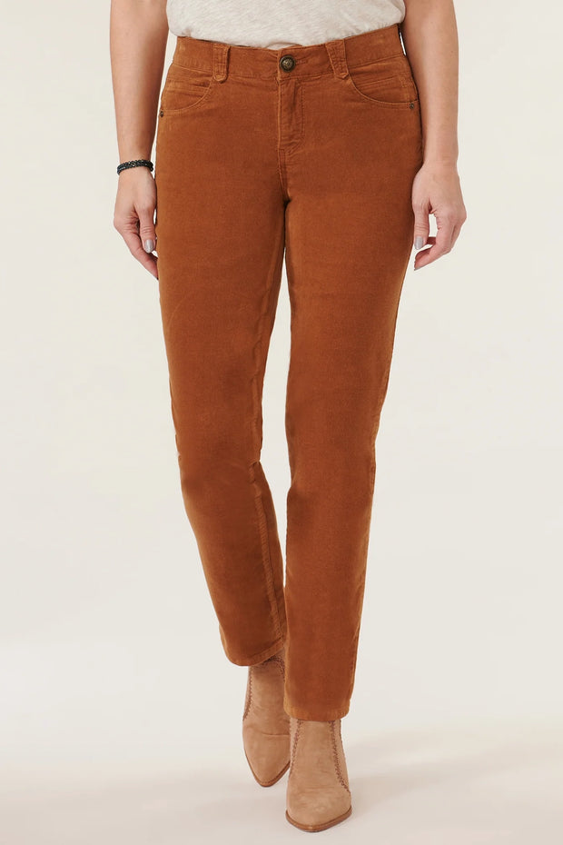 "Ab"solution Corduroy Straight Leg Pant in roasted pecan