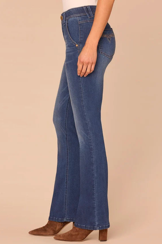 "Ab"solution® Embroidered Pocket Itty Bitty Boot Jeans