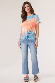 Twist Front Placement Print Top