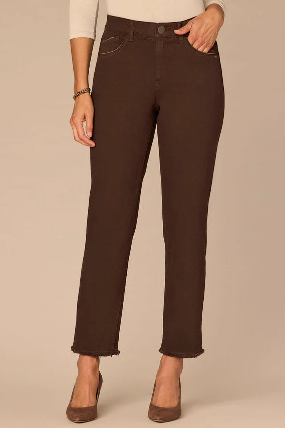 High Rise Slim Straight Jeans in Brown