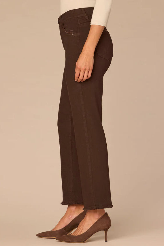 High Rise Slim Straight Jeans in Brown