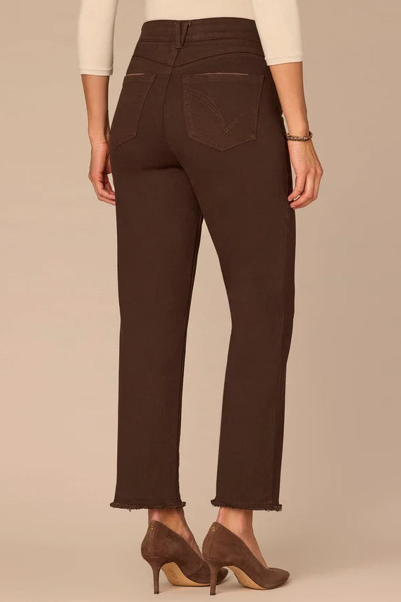 High Rise Slim Straight Jeans in Brown