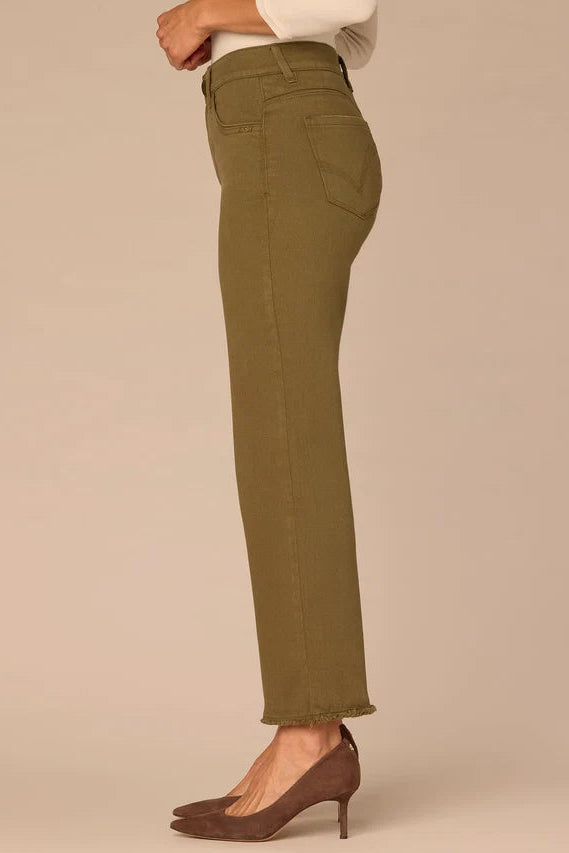 High Rise Slim Straight Jeans in Forest Moss