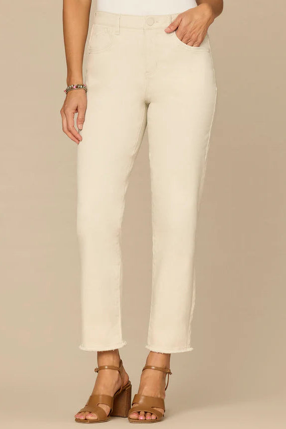 High Rise Slim Straight Jeans in Pale Stone