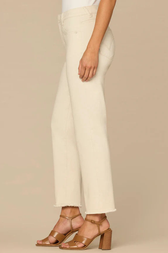 High Rise Slim Straight Jeans in Pale Stone