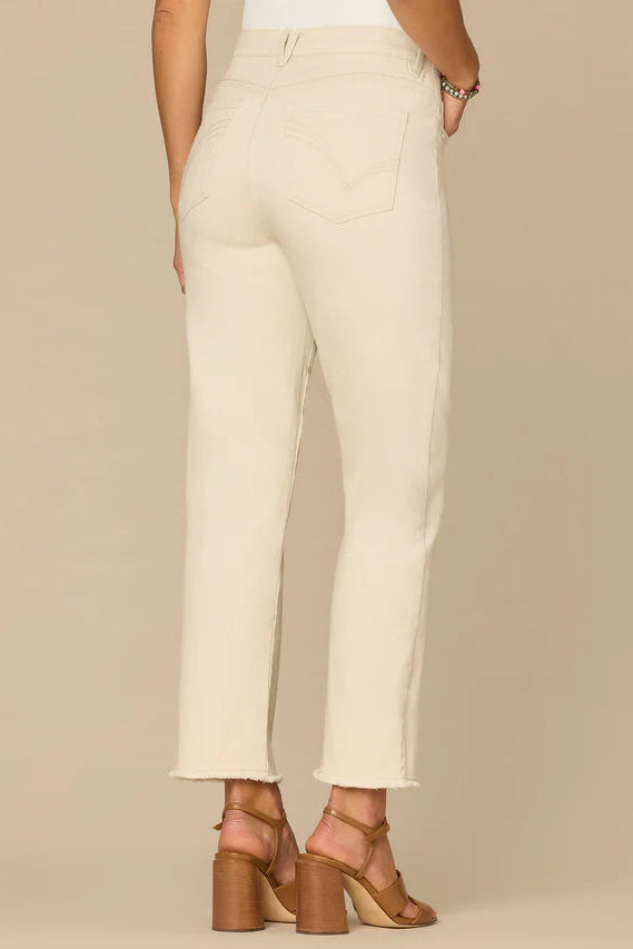 High Rise Slim Straight Jeans in Pale Stone