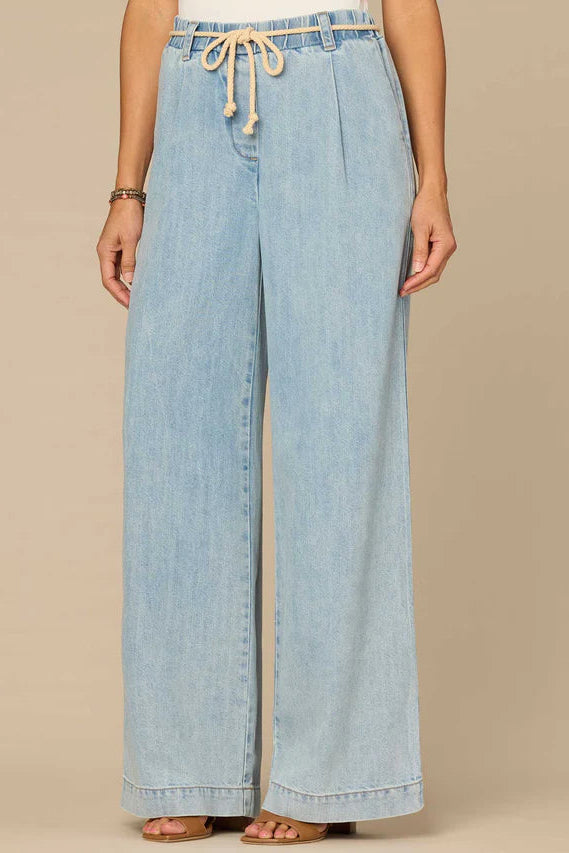 Skyrise Wide Leg Jean with Rope Belt