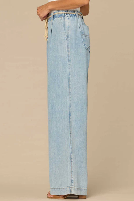 Skyrise Wide Leg Jean with Rope Belt