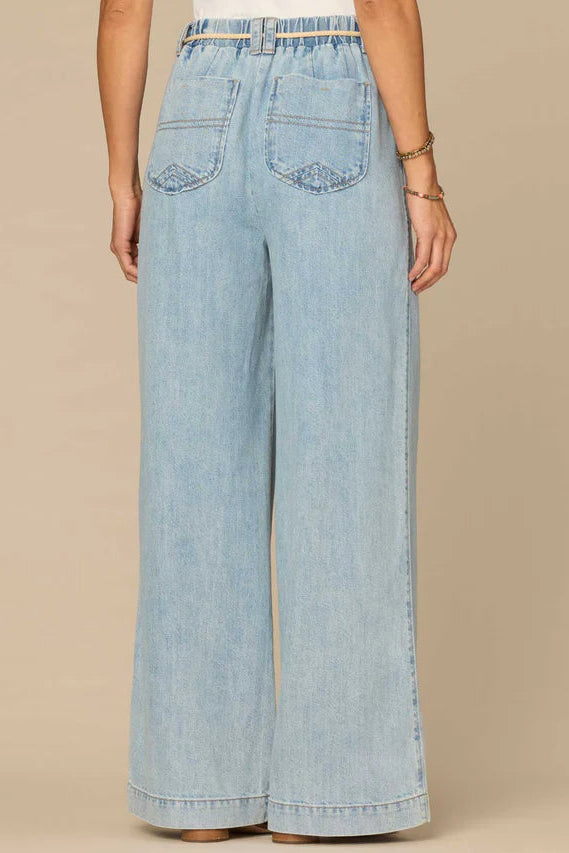 Skyrise Wide Leg Jean with Rope Belt