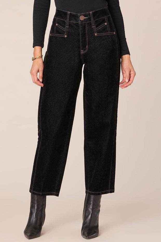 Spliced Panel Barrel Leg Jeans