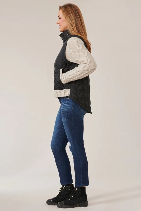 Quilted Vest Sweater Jacket