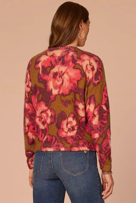 Abstract Floral Sweater in Umber