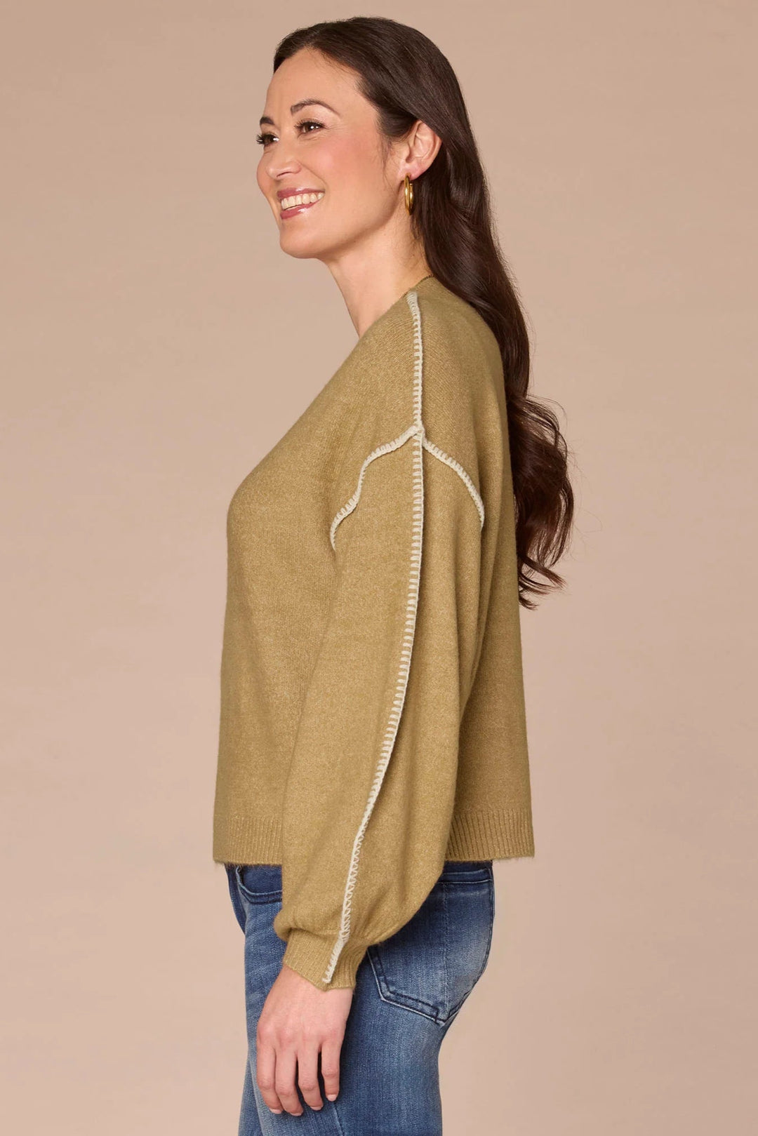 Blanket Stitch Dolman Sleeve Sweater