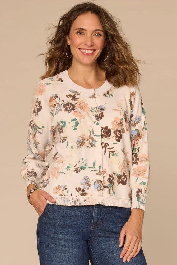 Floral 3/4 Sleeve Cardigan