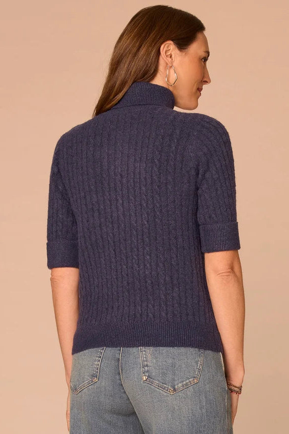 Elbow Sleeve Turtleneck Knit in Midnight Sapphire