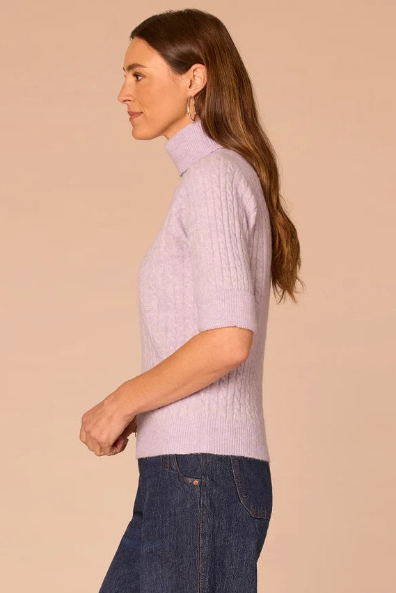 Elbow Sleeve Turtleneck Knit in Silver Violet