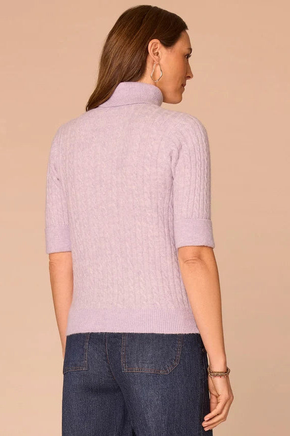 Elbow Sleeve Turtleneck Knit in Silver Violet