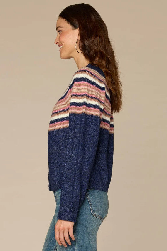 Jacquard Weave Snap Cardigan Sweater