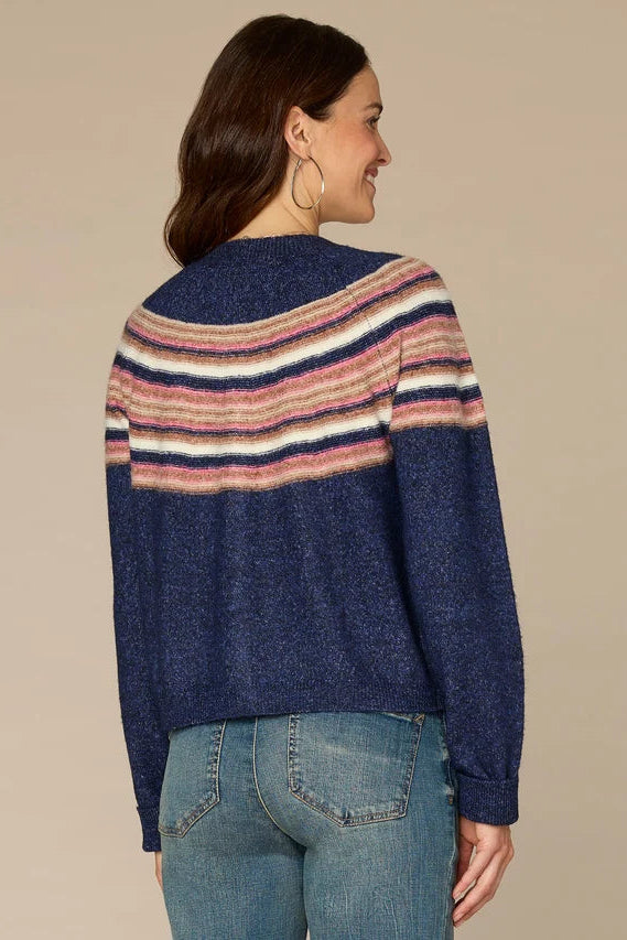Jacquard Weave Snap Cardigan Sweater