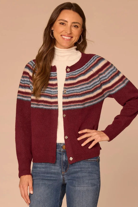 Jacquard Weave Snap Cardigan Sweater