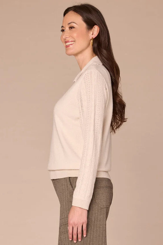 Scallop Neck Long Sleeve Sweater