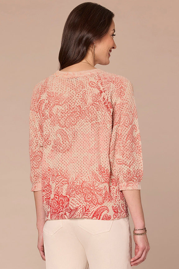 Ombre Open Work Sweater with Dolman Sleeve