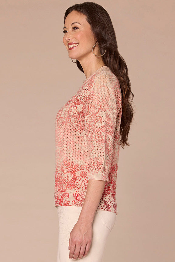 Ombre Open Work Sweater with Dolman Sleeve