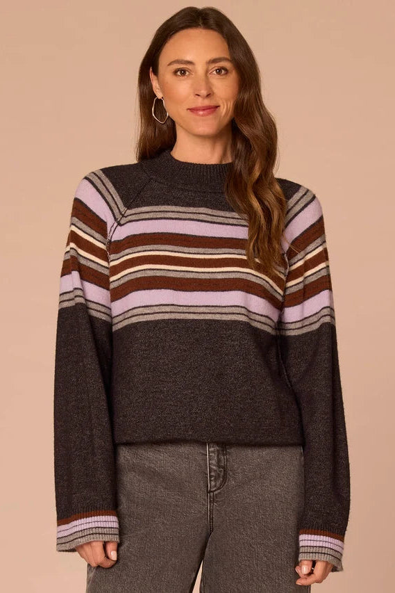Long Sleeve Sweater with Placement Stripe