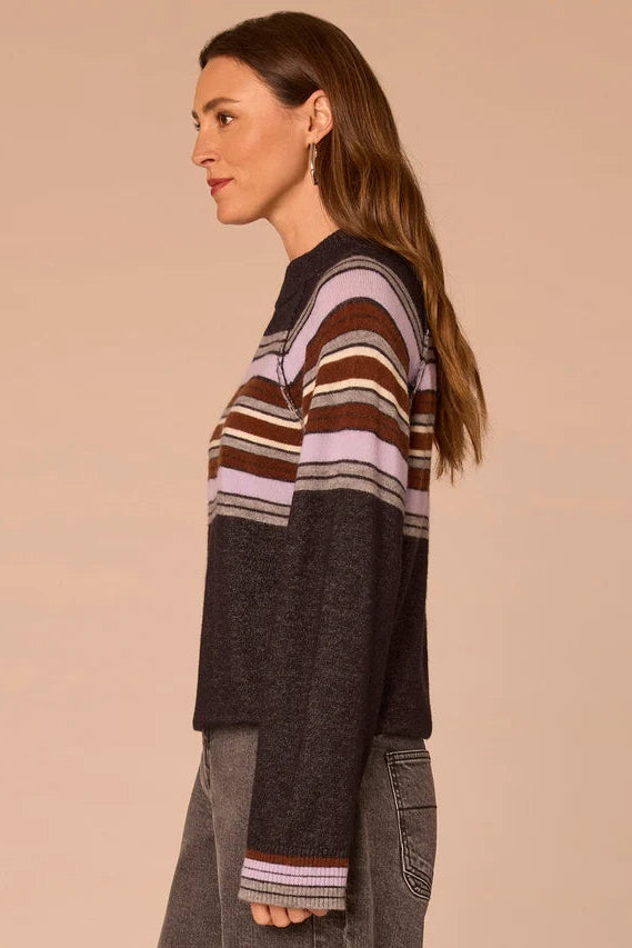 Long Sleeve Sweater with Placement Stripe