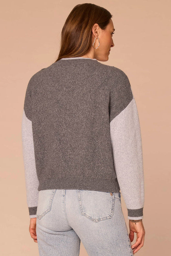 Argyle Mock Neck Sweater in Heather Charcoal