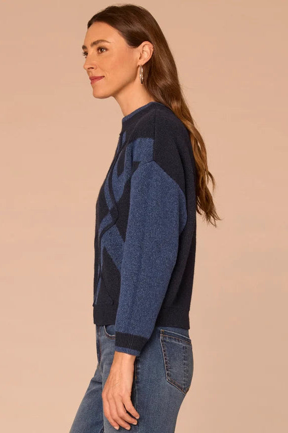 Argyle Mock Neck Sweater in Navy