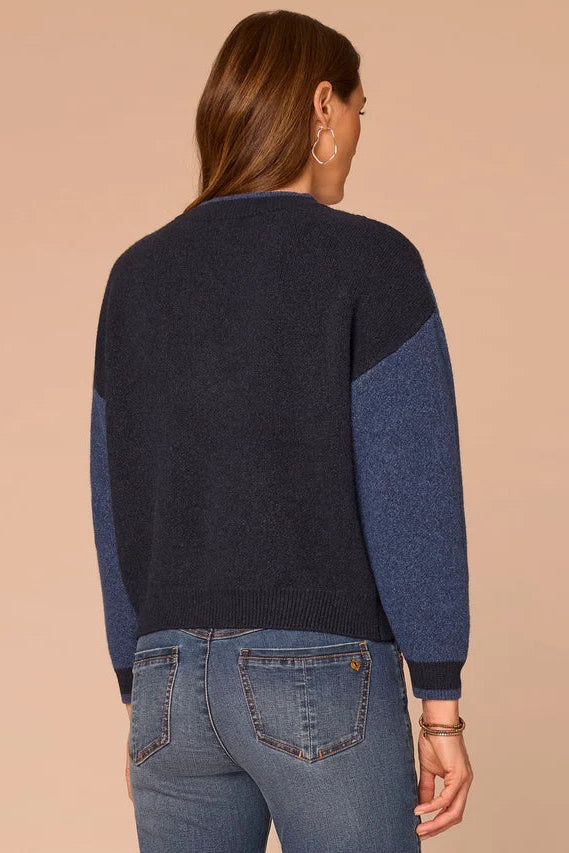Argyle Mock Neck Sweater in Navy