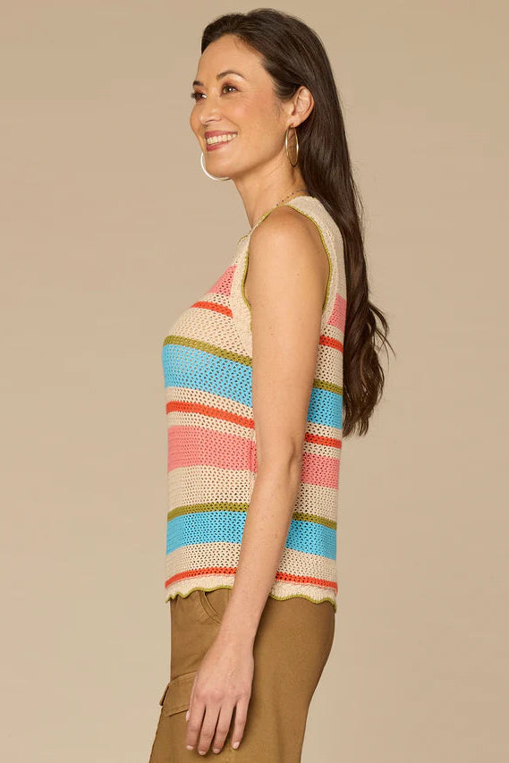 Open Knit Stripe Sweater Tank