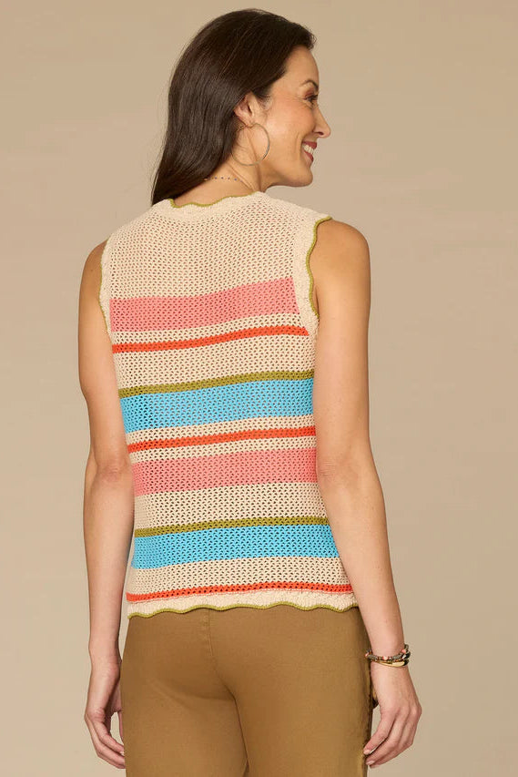 Open Knit Stripe Sweater Tank