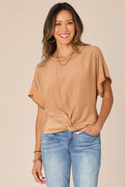 Round Neck Woven Top