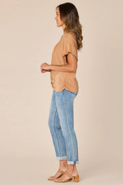 Round Neck Woven Top
