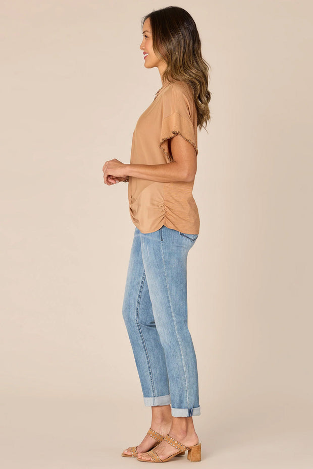 Round Neck Woven Top