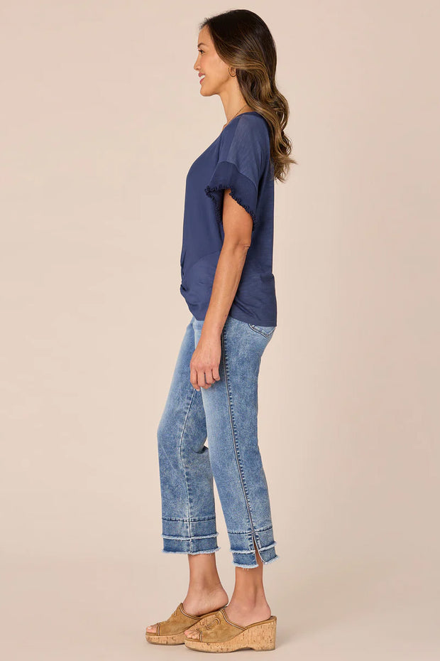 Round Neck Woven Top